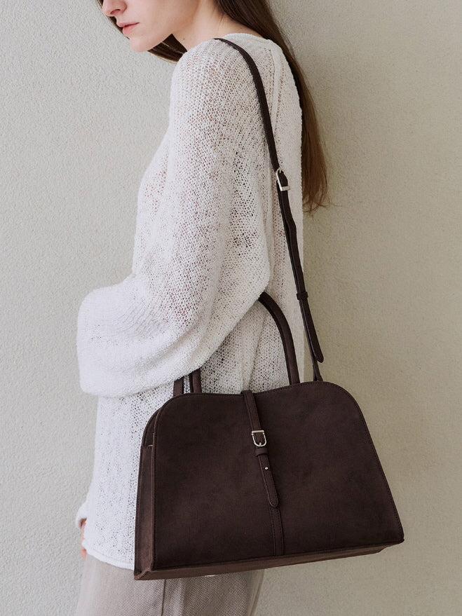 ブラン ミディアム スエード バッグ(チョコブラウン)