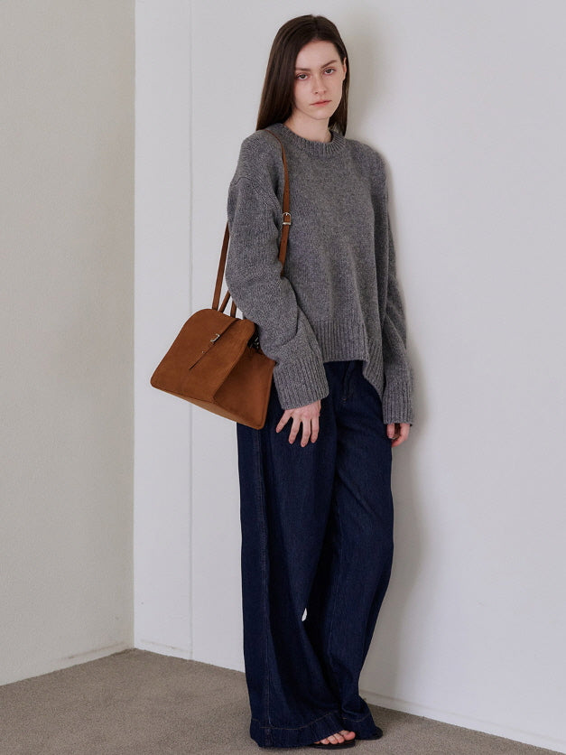 ブラン ミディアム スエード バッグ(キャメル)