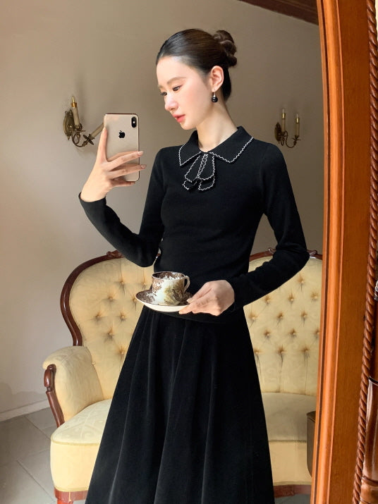 リボンカラー ニットトップス(3color)