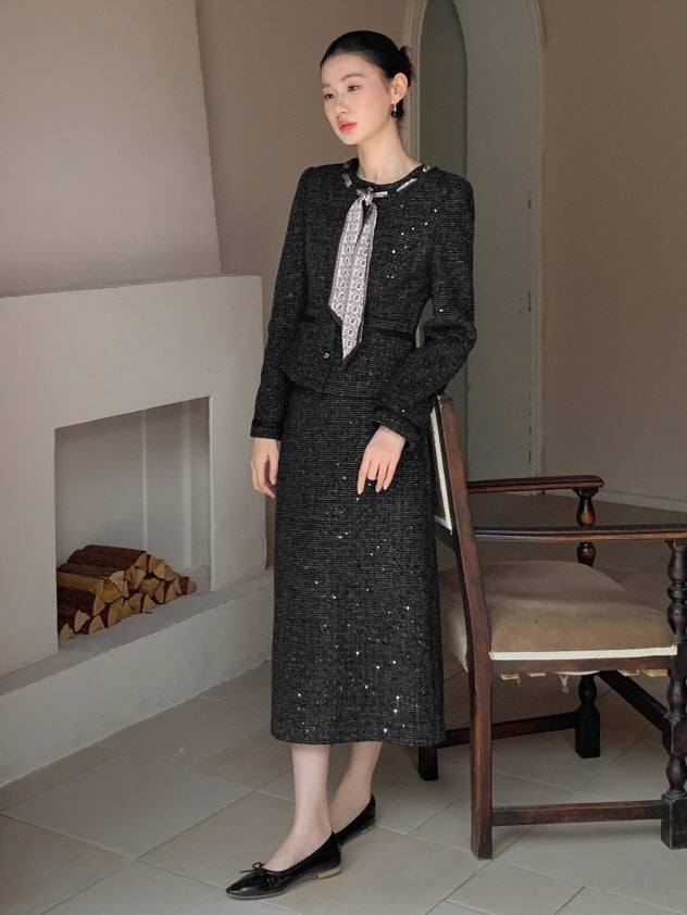 クラシック ツイードリボン ジャケット＆スカートセット