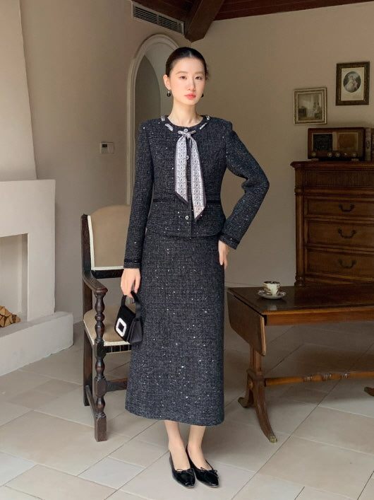 クラシック ツイードリボン ジャケット＆スカートセット