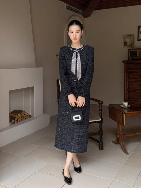 クラシック ツイードリボン ジャケット＆スカートセット