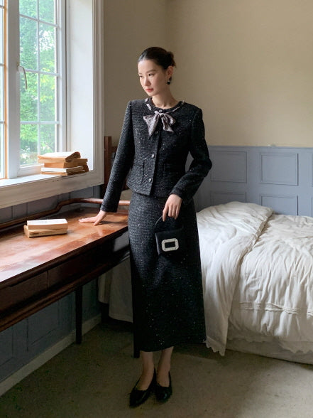 クラシック ツイードリボン ジャケット＆スカートセット