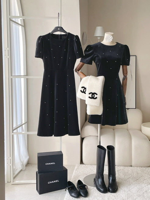 ベルベットスタッズ ブラック ワンピース(Short/Long)　