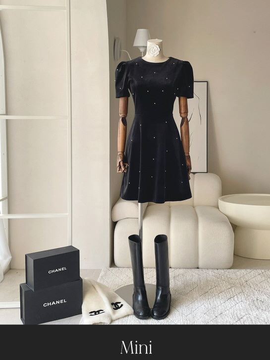 ベルベットスタッズ ブラック ワンピース(Short/Long)　