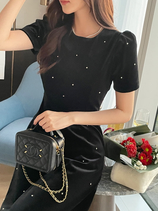 ベルベットスタッズ ブラック ワンピース(Short/Long)　