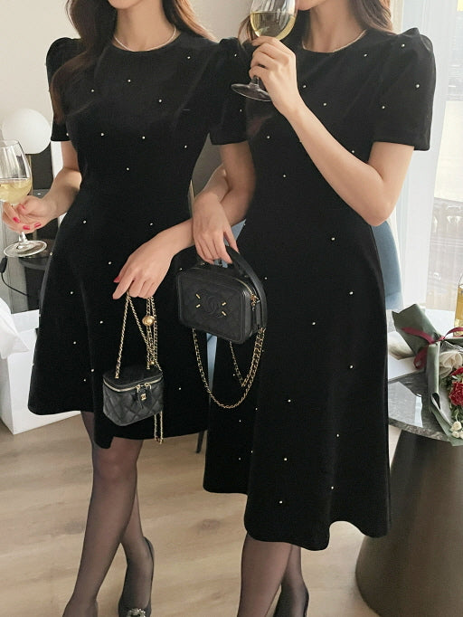 ベルベットスタッズ ブラック ワンピース(Short/Long)　