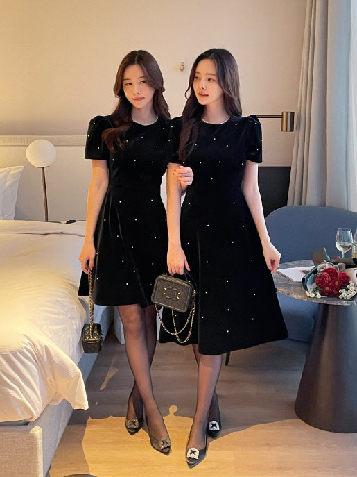 ベルベットスタッズ ブラック ワンピース(Short/Long)　