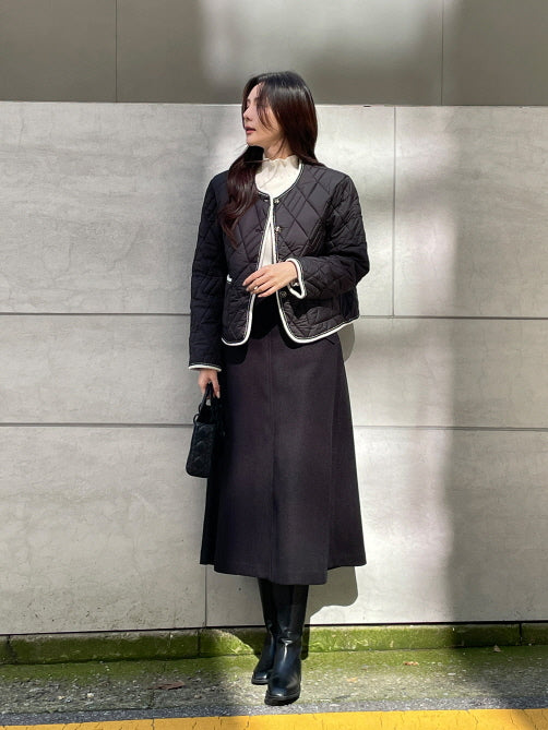 クラシック トリム キルティング ジャケット(2color)