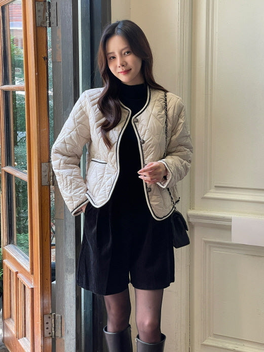 クラシック トリム キルティング ジャケット(2color)