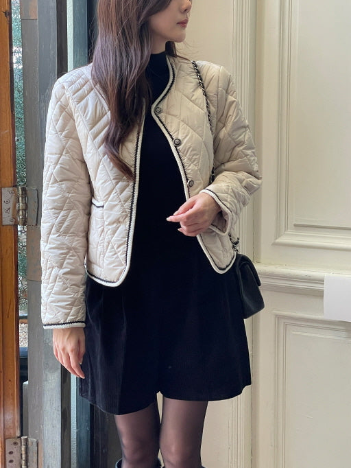 クラシック トリム キルティング ジャケット(2color)