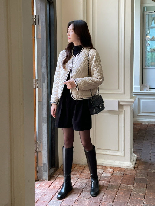 クラシック トリム キルティング ジャケット(2color)