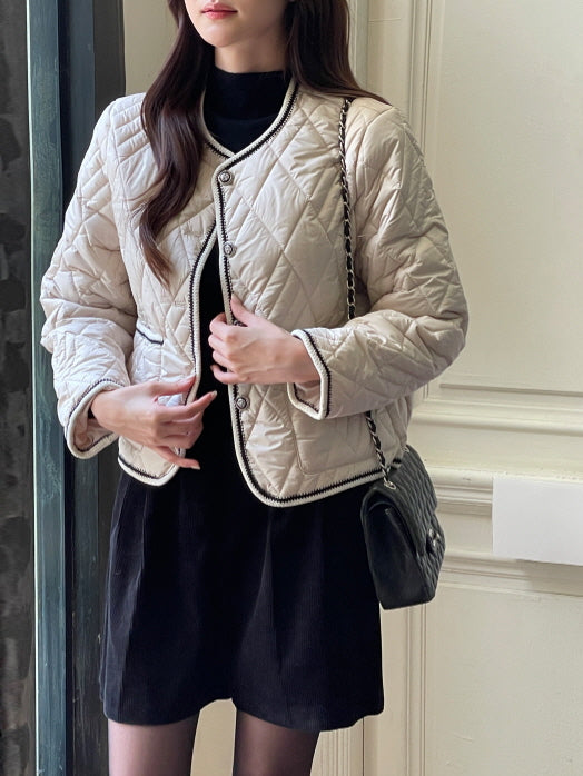 クラシック トリム キルティング ジャケット(2color)