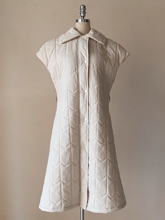 エレガント キルティングファー ロングベストコート(2color)