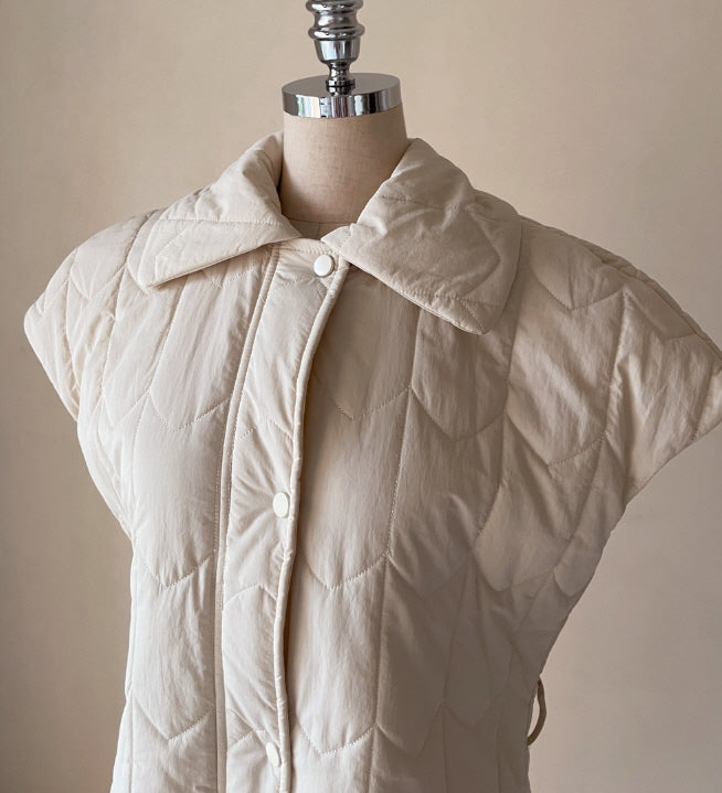 エレガント キルティングファー ロングベストコート(2color)