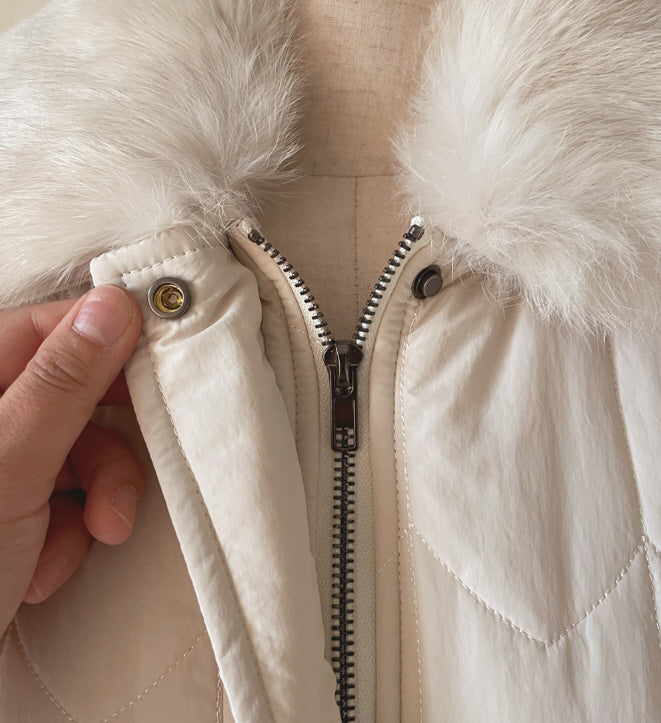 エレガント キルティングファー ロングベストコート(2color)