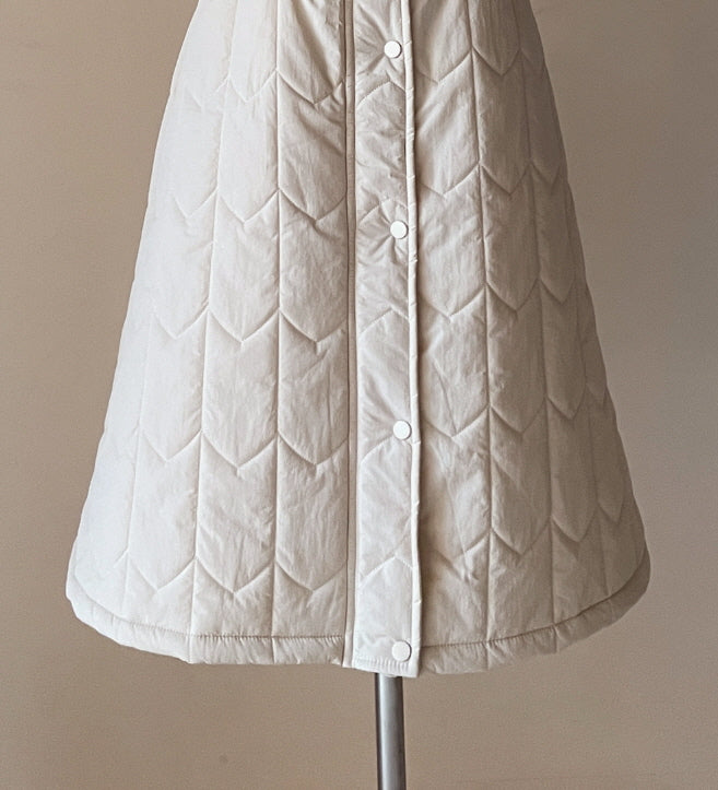 エレガント キルティングファー ロングベストコート(2color)