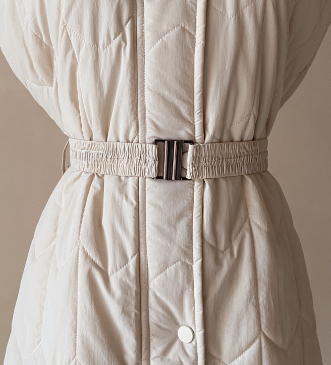 エレガント キルティングファー ロングベストコート(2color)