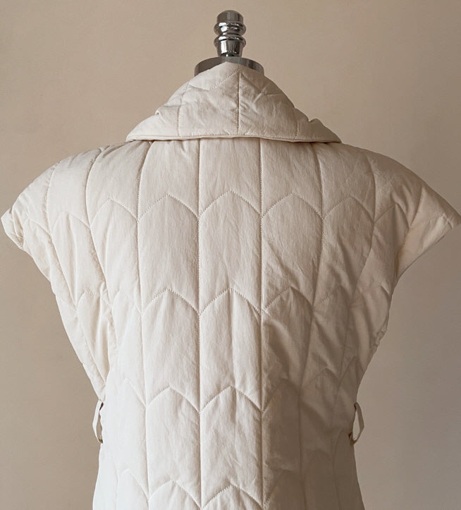 エレガント キルティングファー ロングベストコート(2color)