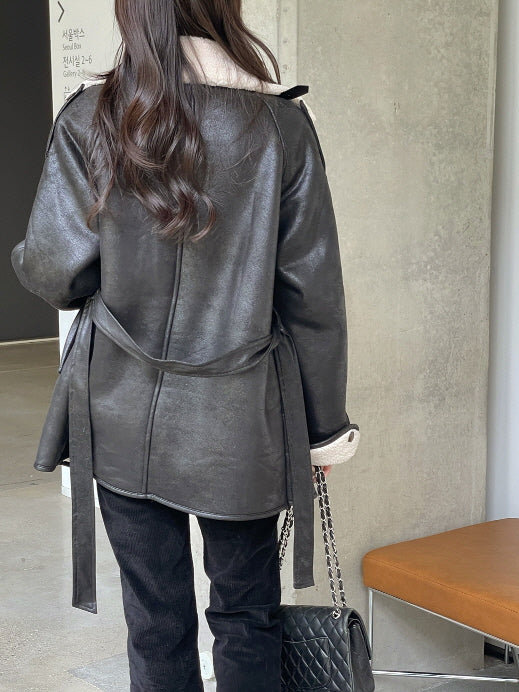 クラシック フェイクムートン ハーフジャケット(3color)