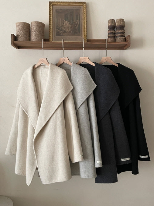 エレガント ウール ラップコート(4color)