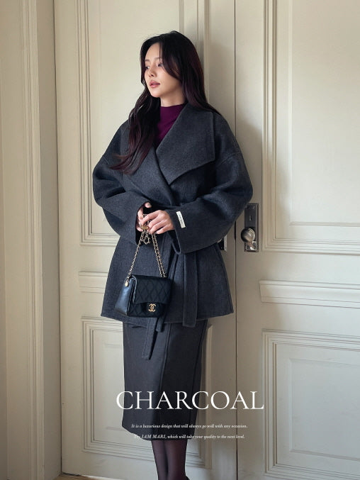 エレガント ウール ラップコート(4color)