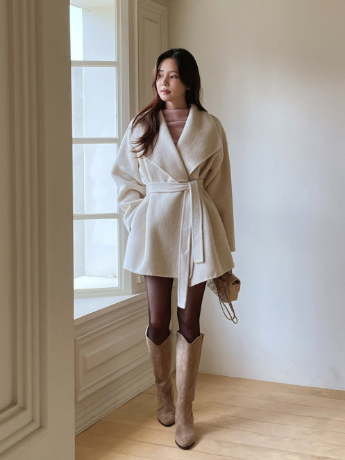 エレガント ウール ラップコート(4color)