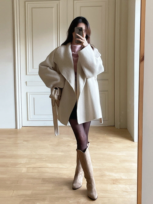 エレガント ウール ラップコート(4color)