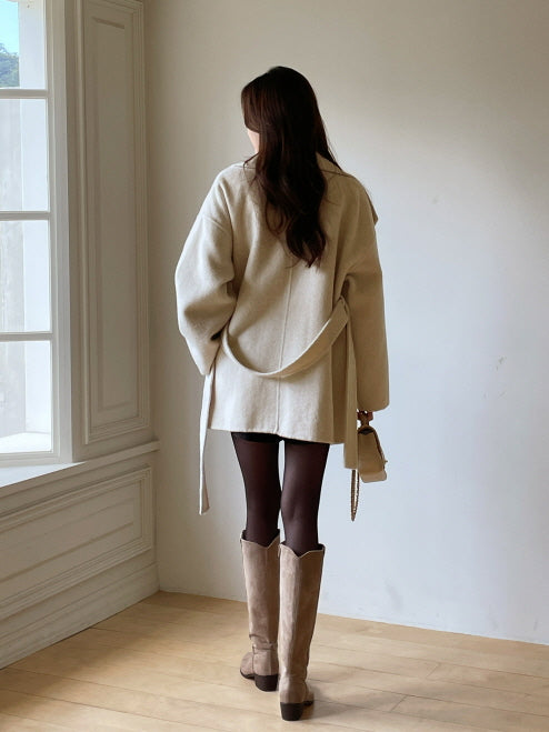 エレガント ウール ラップコート(4color)