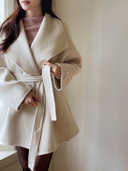 エレガント ウール ラップコート(4color)