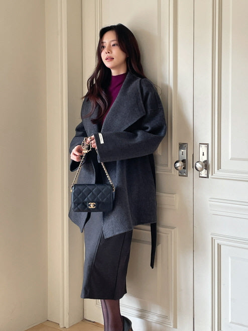 エレガント ウール ラップコート(4color)