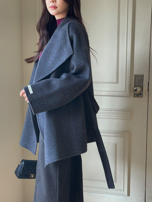 エレガント ウール ラップコート(4color)