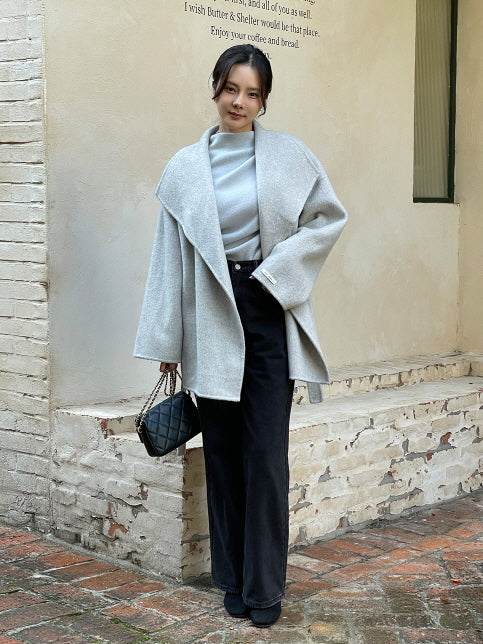 エレガント ウール ラップコート(4color)