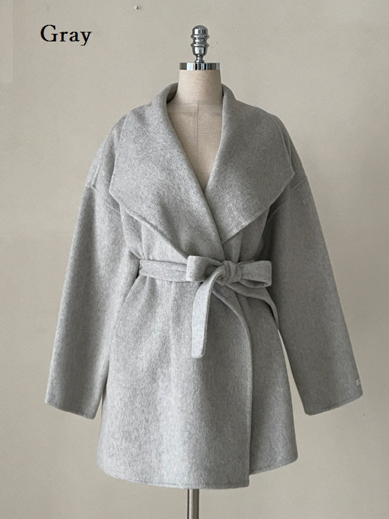 エレガント ウール ラップコート(4color)