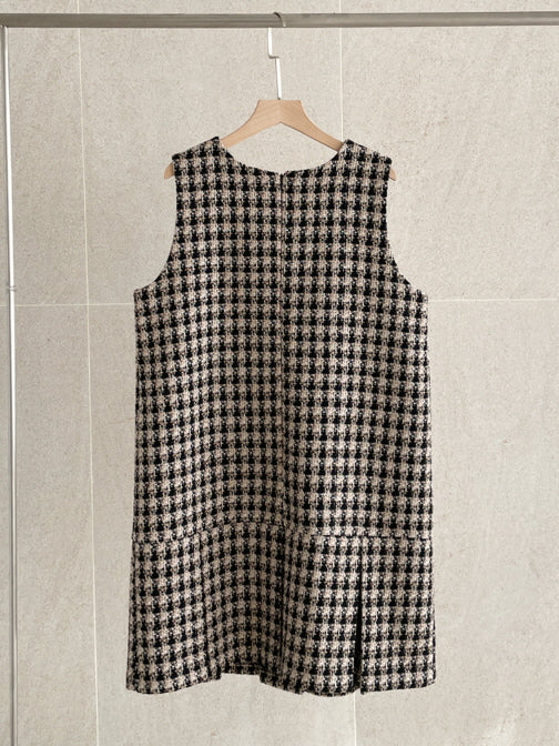 ツイードプリーツ ミニワンピース