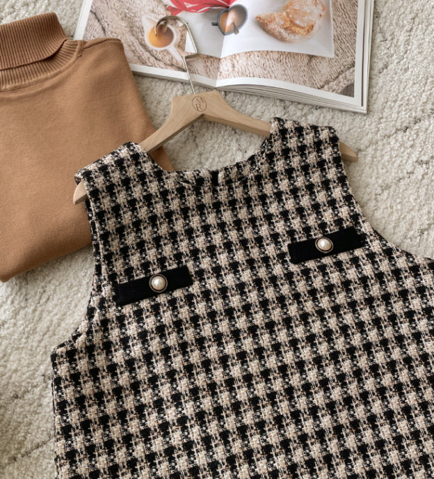 ツイードプリーツ ミニワンピース