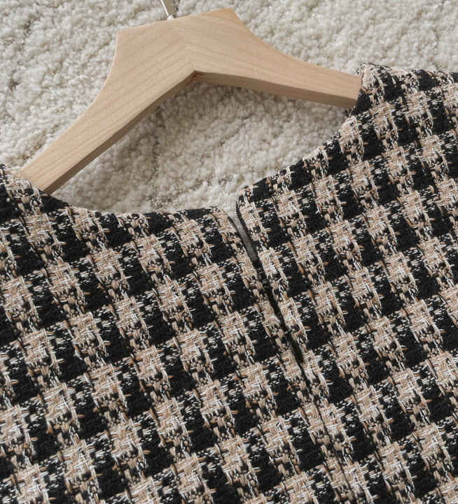 ツイードプリーツ ミニワンピース