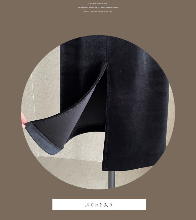 エレガントベルベット・パフスリーブミディドレス