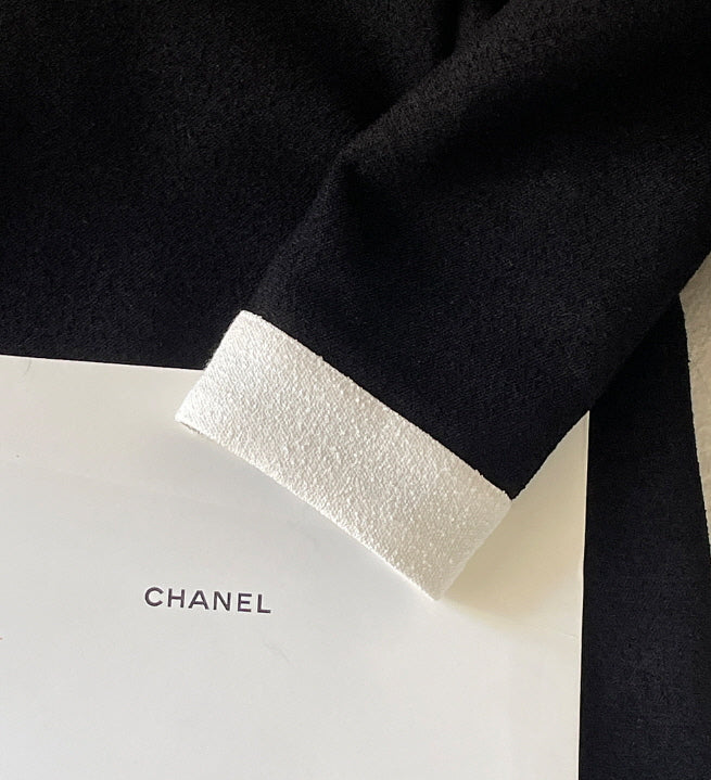 クラシック配色ボタンミディドレス(2color)