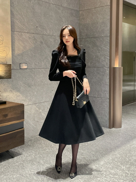 レイヤードスパン ツイードワンピース(2color)