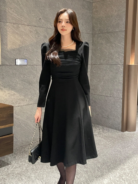 レイヤードスパン ツイードワンピース(2color)