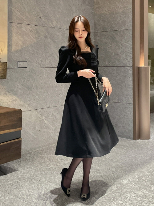 レイヤードスパン ツイードワンピース(2color)