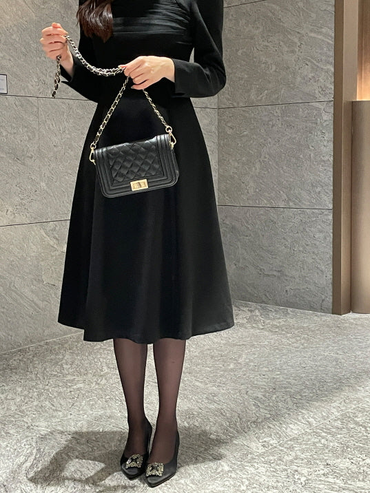 レイヤードスパン ツイードワンピース(2color)