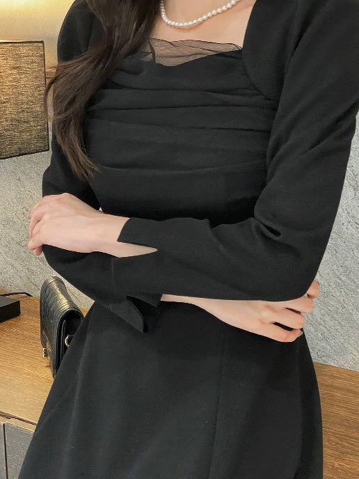 レイヤードスパン ツイードワンピース(2color)