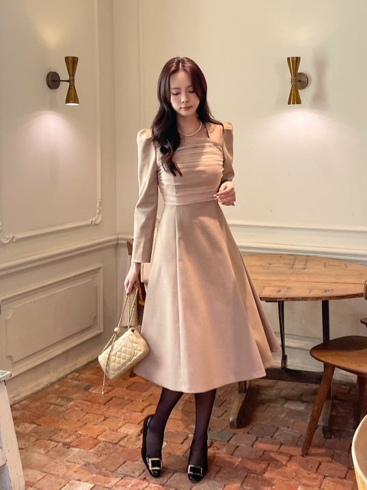 レイヤードスパン ツイードワンピース(2color)