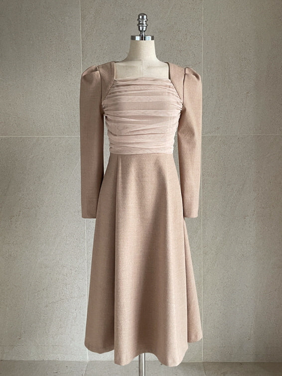 レイヤードスパン ツイードワンピース(2color)