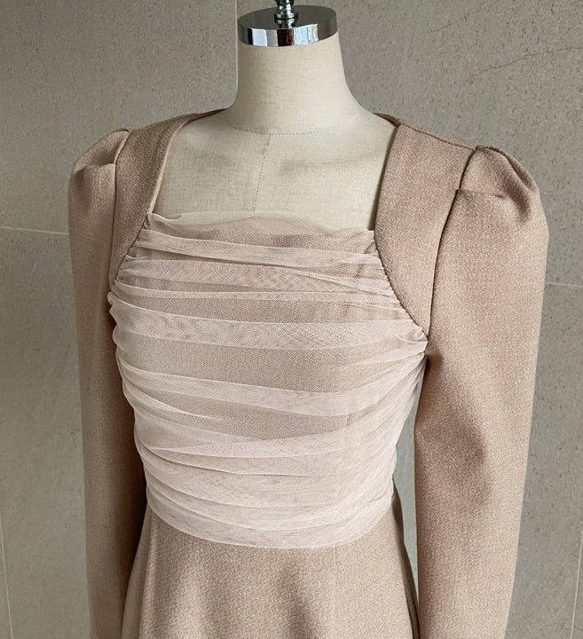 レイヤードスパン ツイードワンピース(2color)