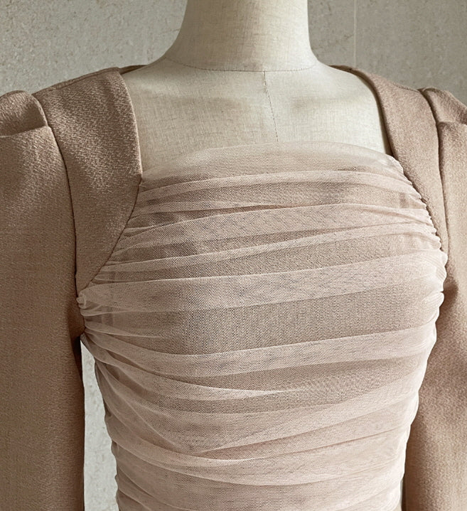 レイヤードスパン ツイードワンピース(2color)