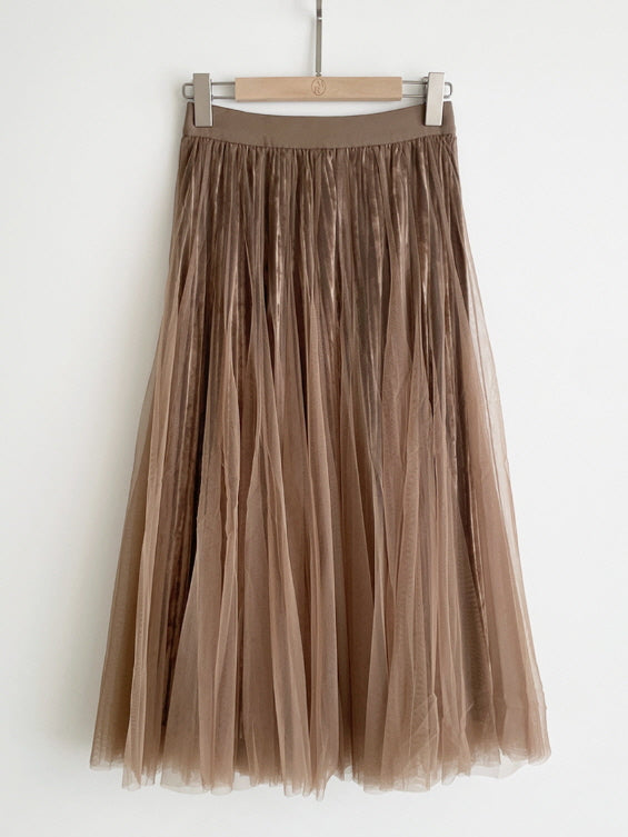 エレガント ベルベット チュールスカート(3color)