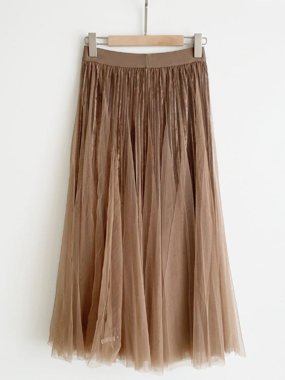 エレガント ベルベット チュールスカート(3color)